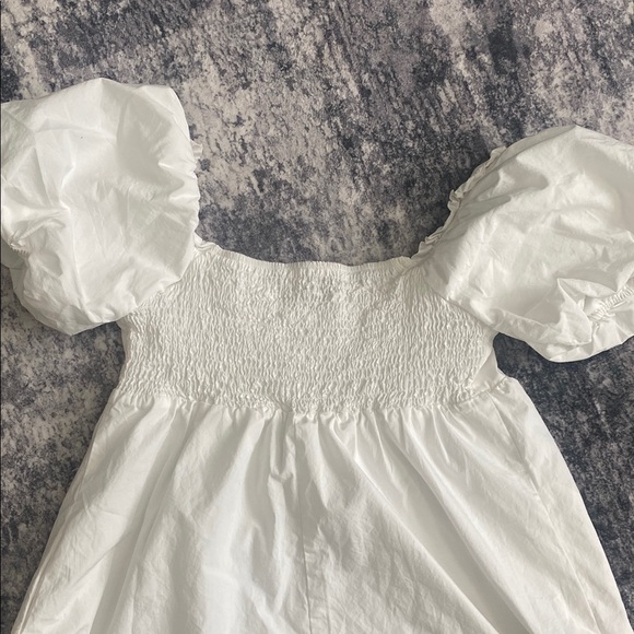 Charming White Puff Sleeve Dress - Picture 3 of 3